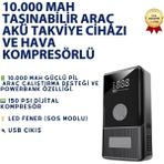 Hızlı Store 10.000 Mah Araç Akü Takviye Cihazı & Kompresör 150 Psı Dijital Ekran Jump Starter Powerbank LED Fener - Beyaz