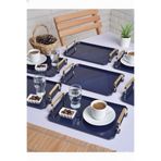 HızlıTrend 6' Lı Akrilik Kahve Sunum tepsisi 25x17cm Lacivert