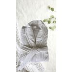 Hızsoy Tekstil Jakarlı Lux Unisex Bornoz (KIRIK BEYAZ, S)