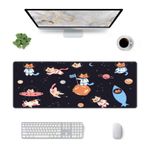 HIZUWKY Space Cat Oyun Mouse Pad Büyük Masa Matı Masaüstü Pedleri XXL, Estetik Dizüstü Bilgisayar Fare Klavyesi Bilgisayar Paspasları, Oyuncular, Ofis ve Ev için Kaymaz Uzun Fare Altlığı 80 cm x 30 cm