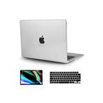 hk MACBOOK Air 13 Inç A3449 M5 Çipli 2026 Parlak Şeffaf Doku Kılıf Hardcase Tuş+EKRAN Koruyucu 3 lü Set
