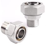 HKATOPS Düz Hava Boru Ek Parçaları,3/4 "Boru x 1/2" Erkek NPT Konuları Adaptör Parçaları,Garaj Mağazası İçin Nikel Kaplama Pirinç Basınçlı Hava Hattı Boru Sistemi 2'li Paket