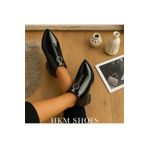 HKM shoes Önden Fermuarlı Siyah Sivri Burunlu Parlak Rugan Kısa Deri Kadın Günlük Bot Qadın Qara Boots