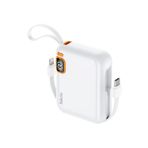 Hkm Tech Power Duo 10.000 Mah 20W, Pd 20W Hızlı Şarj Destekli, Type-C ve Lightning Kablolu Powerbank - Beyaz