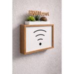 HKM Ticaret 25x35x7 cm Wifi Amblemli Bambu Duvara Asılabilir Sigorta Modem-wifi Saklama Kutusu! Saklama Kutusu