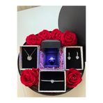 HKN AVM ACCESSORİES Işıklı Kutuda Gümüş Renk Kalp Yüzük Ciddi ilişki Yüzük Gül Sevgililer Günü Hediye Doğum Günü advent