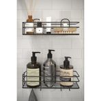 HKN HOUSE 2li Set Siyah Şampuanlık Banyo Düzenleyici Yapışkanlı 4 Askılı Duş Rafı Organizer