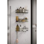 HKN HOUSE 3’Lü Set Yapışkanlı 4 Kancalı Siyah Banyo Rafı Şampuanlık Banyo Düzenleyici Organizer