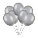 Hknys 25 Adet Metalik Sedefli Gümüş Balon, Helyumla Uçan-Dogum Günü-Parti-Kaliteli Balon