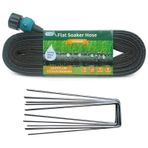 Hlinker 2024 düz sağanak hortum 25ft bahçe için kazık ile, bağlanabilir damla hortumu DIY otomatikleştirir bahçe sulama sistemi tasarrufu% 82 su, çift katmanlı sızdırmaz tasarım su hortumu delikli