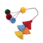 HLIWS Renkli püsküllü anahtarlık, el yapımı renkli Boho ponpon püsküllü çanta, cazibe, retro etnik tarz, kadınlar için, kendin yap aksesuarı, Sığ, Unzutreffend