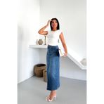 HLT JEANS Açık Mavi Kadın Regular Fit Yüksek Bel Uzun Maxi Boy Denim Kot Etek -4092 MERRY