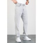 Hlt Jeans Erkek Açık Gri Straight Baggy Fit Likrasız Rahat Kesim %100 Pamuk Loose Jean Pantolon OLİVER - 38