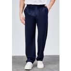 HLT JEANS Erkek Lacivert Çift Pileli Rahat Kesim Beli Lastikli Bol Paça Baggy Pantolon ALBERT-1989