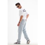HLT JEANS Erkek Mavi Kar Straight Baggy Fit Likrasız Rahat Kesim %100 Pamuk Loose Jean Pantolon NICHOLAS