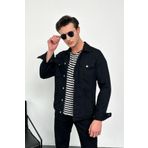 HLT JEANS Erkek Siyah Jean Denim Standart Kalıp %100 Pamuk Cepli Düğmeli Kot Ceket HLTHE042101