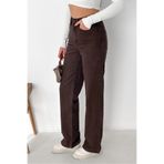 HLT JEANS Kahverengi Kadın Wide Leg Jean Yüksek Bel Palazzo Likralı Esnek Kot Pantolon JESSİCA-2047