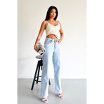 HLT JEANS Mavi Kar Kadın Wide Leg Jean Yüksek Bel Palazzo Likralı Esnek Kot Pantolon -2039 JESSİCA