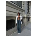 HLT JEANS Tint Yeşili Kadın Wide Leg Jean Yüksek Bel Palazzo Likralı Esnek Kot Pantolon -2045 JESSİCA