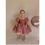 Hly Karol Tasarım Kız Bebek Elbisesi Vintage Güllü Model Doğum Günü İçin 6 Yaş - Pembe