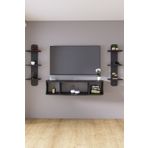 HMC DECOR 120cm Ayaksız Duvara Monteli Tv Ünitesi Ve 2 Adet 90cm Uzunluk Duvar Rafı Antrasit Gri