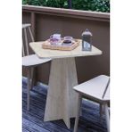 HMC DECOR Modern 60cm Kare Yemek Masası-Balkon Masası-Mutfak Masası Traverten (SANDALYELER TEMSİLİDİR)