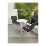 HMC DECOR Modern 60cm Yuvarlak Yemek Masası-Balkon Masası-Mutfak Masası Beyaz (SANDALYELER TEMSİLİDİR)
