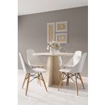 HMC DECOR Modern Yuvarlak 90cm Yemek Masası-Mutfak Masası Traverten (SANDALYELER TEMSİLİDİR)