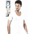 Hmd 3 Lü Paket Erkek Derin Bisiklet Yaka Kısa Kollu Lycralı Beyaz T-Shirt EDY714-715B - 2XL