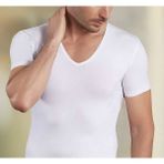 Hmd Beyaz 3 Lü Paket Erkek Derin V Yaka Kısa Kollu Lycralı Beyaz T-Shirt EDY712-713B - 2XL