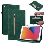 HMLTD Apple IPad Air 10.2 IPadAir A2153 (2019) (2020) (2021) ile Uyumlu Düşme Önleyici Kapaklı Dormansi Muhafazası Kabuk Kart Yuvası Fermuarlı Cüzdan Klipsli Deri Kılıf (Yeşil, iPad 10.2 (2019))