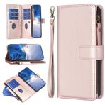 HMLTD İş Düz Renk Fermuarlı Telefon Kılıfları Xiaomi Redmi Note13 Pro Plus 13ProPlus Telefon Kılıfı ile Uyumlu Moda Çoklu Kart Yuvası Cüzdan Klipsli Telefon Kılıfı (Gül Altın, Redmi Note13 Pro)