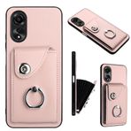 HMLTD Lüks Düşmeye Karşı Takılabilir Kart Telefon Kapağı Oppo A17 A18 A38 OppoA38 CPH2579 Telefon Kılıfı Çizilmeye Dayanıklı Düz Renk Halka Tokalı Telefon Kılıfı (Gül Altın, Oppo A17)