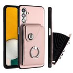 HMLTD Retro Parmak Yüzük Tokalı Telefon Kılıfı Samsung Galaxy A04s A13 GalaxyA13 SM-A136U 4G 5G Telefon Kılıfı Düz Renk Kart Çantası Düşmeye Karşı Telefon Kılıfı (Gül Altın, Samsung A13 5G)