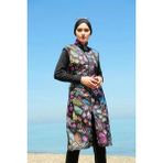 Hmm Starinci Renkli Yapraklar Tam Kapalı Tesettür Mayo - Siyah - 4XL