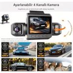 HMO Store Profesyonel 360° Görüşlü 4 Kanallı Araç Içi Kamera Seti Ön/arka , Gece Görüşü, G-Sensör, 24 Saat Kayıt