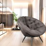 Hmplast Tekli Koltuk Berjer Yastıklı | Geniş Oturma Alanı | Premium Kalite | Dubai Ödüllü Tasarım | Soho Kumaş - Füme