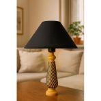 Hmydesign Acier Handmade Ahşap Abajur Siyah-Turuncu