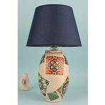 Hmydesign Ciment Handmade Desenli Abajur Lacivert