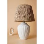 Hmydesign Modern Desir Handmade Seramik Abajur Beyaz-Hasır