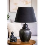 Hmydesign Nuit Handmade Seramik Abajur Siyah Gümüş