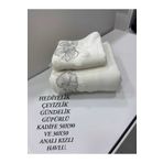 HMZ TEKSTİL HEDİYELİK ÇEYİZLİK BOHÇALIK ANALI KIZLI GÜPÜRLÜ KADİFE HAVLU . (30X50+50X90 ) HAVLU