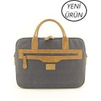HNB Unisex Kanvas Su Geçirmez 15.6 Inç Bilgisayar Laptop Evrak Çantası - Siyah