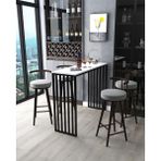 Hnc Home Bar Masası Metal Iskeletli Yüksek Yemek Masası Mutfak Masası Dresuar Kahve Köşesi Peteküstü - Beyaz - Siyah