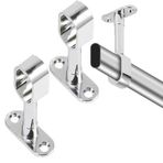 HNJUSR 2 adet dolap çubuğu, oval elbise askısı, 17 x 31 mm krom kaplama çelik, yan duvar, dolap borusu yatağı, duvara montaj ve tavan montajı için orta taşıyıcı, elbise dolabı çubuğu, uzatılabilir
