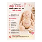 HNS COLLECTION Kişiye özel isim baskılı pembe peluş tavşan uyku arkadaşı