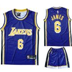 Hnsport Los Angeles Lakers Çocuk Basketbol Forması ve Şort - Mor - 6 - 8 Yaş