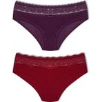 Hnx 2'Li Pamuklu Beli Dantelli Hipster Kadın Boxer Külot