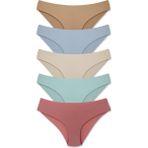 Hnx 5'li Lazer Kesim Interlok Slip Kadın Külot - Karışık - Bordo