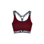 HNX Bordo Pamuklu LOVE Lastik Halka Detaylı Pedli Kadın Büstiyer Bordo L hnxNM575